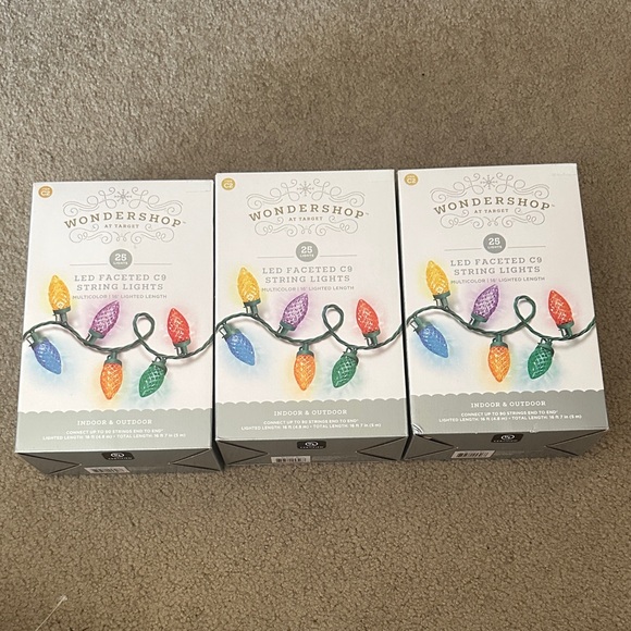 Wondershop Other - BUNDLE OF 3! New in Box - Wondershop Multicolor Faceted C9 Holiday String Lights